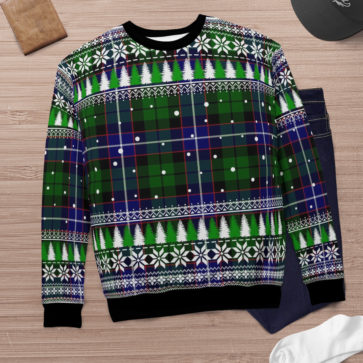 Clan Russell Modern Tartan Christmas Ugly Sweater EO50 Russell Modern Tartan Tartan Ugly Sweater   