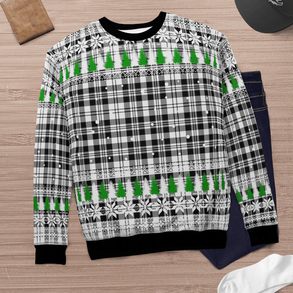 Clan Scott Black & White Modern Tartan Christmas Ugly Sweater HP54 Scott Black & White Modern Tartan Tartan Ugly Sweater   