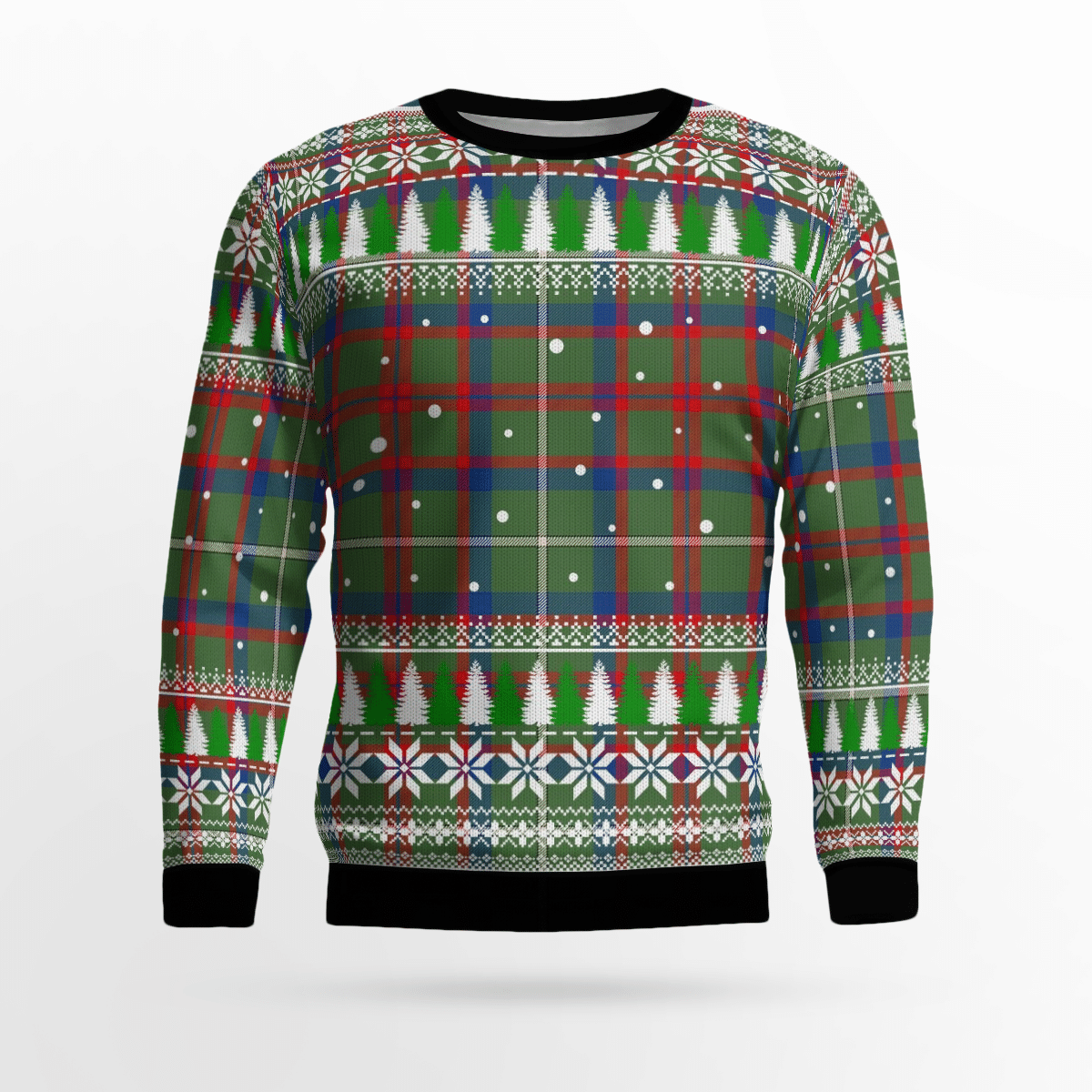 Clan Shaw Green Modern Tartan Christmas Ugly Sweater FW11 Shaw Green Modern Tartan Tartan Ugly Sweater   