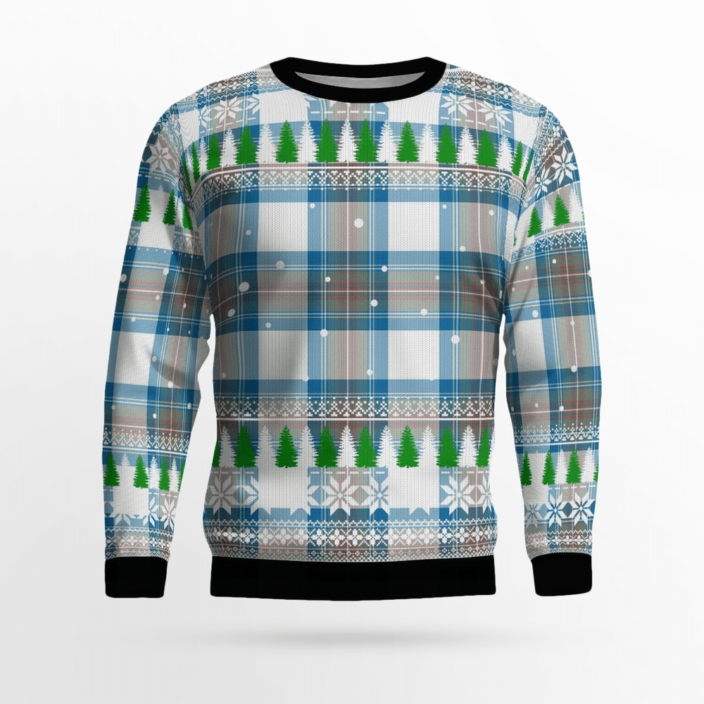 Clan Stewart Muted Blue Tartan Christmas Ugly Sweater QK39 Stewart Muted Blue Tartan Tartan Ugly Sweater   