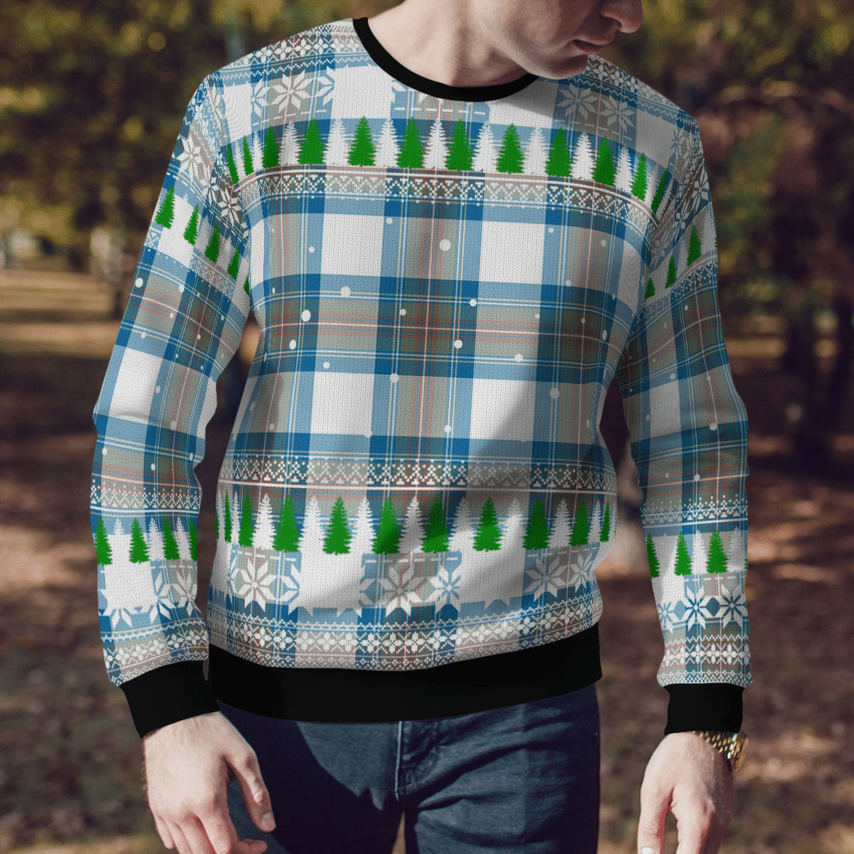 Clan Stewart Muted Blue Tartan Christmas Ugly Sweater QK39 Stewart Muted Blue Tartan Tartan Ugly Sweater   