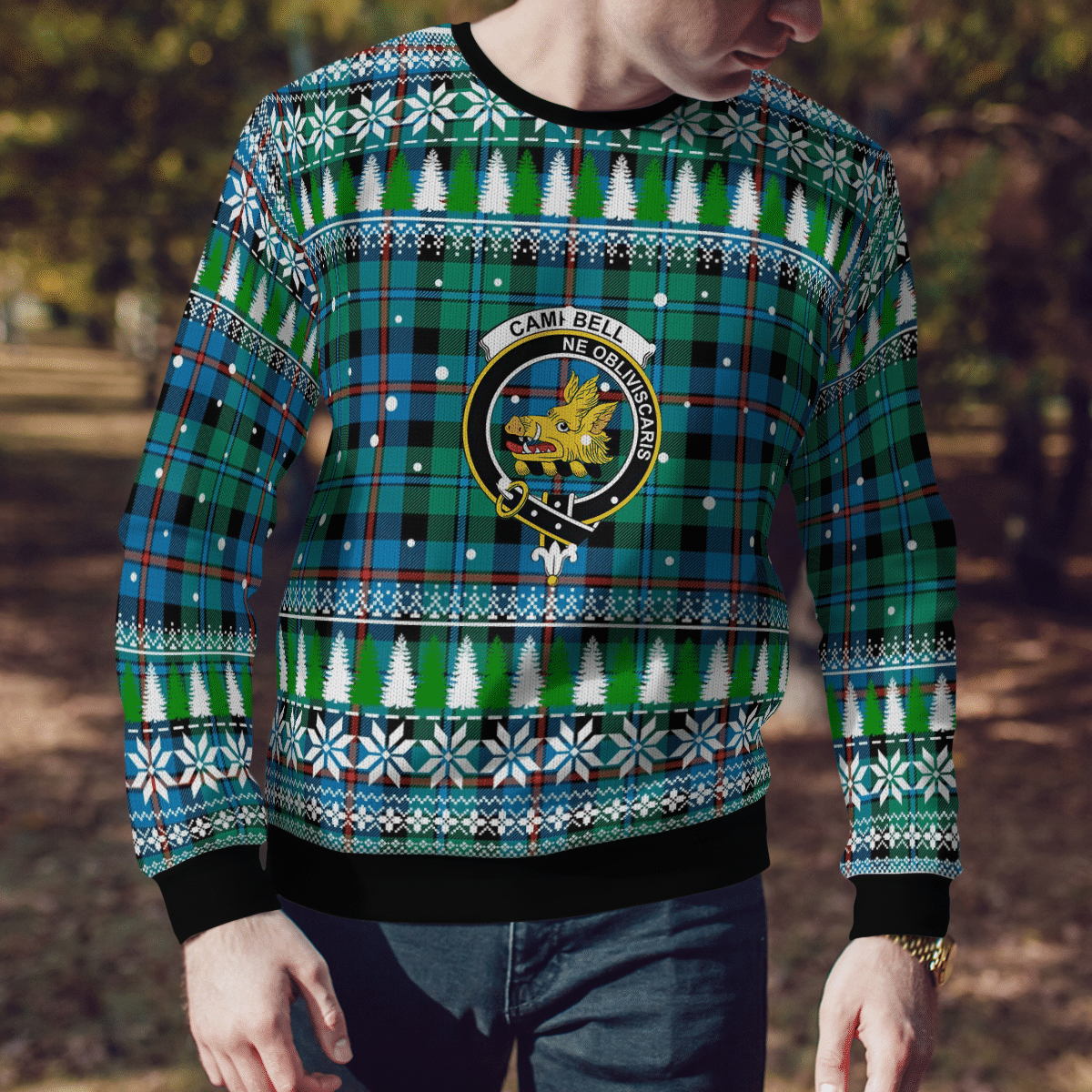 Clan Campbell of Cawdor Ancient Crest Tartan Christmas Ugly Sweater MS25 Campbell of Cawdor Ancient Crest Tartan Tartan Ugly Sweater   