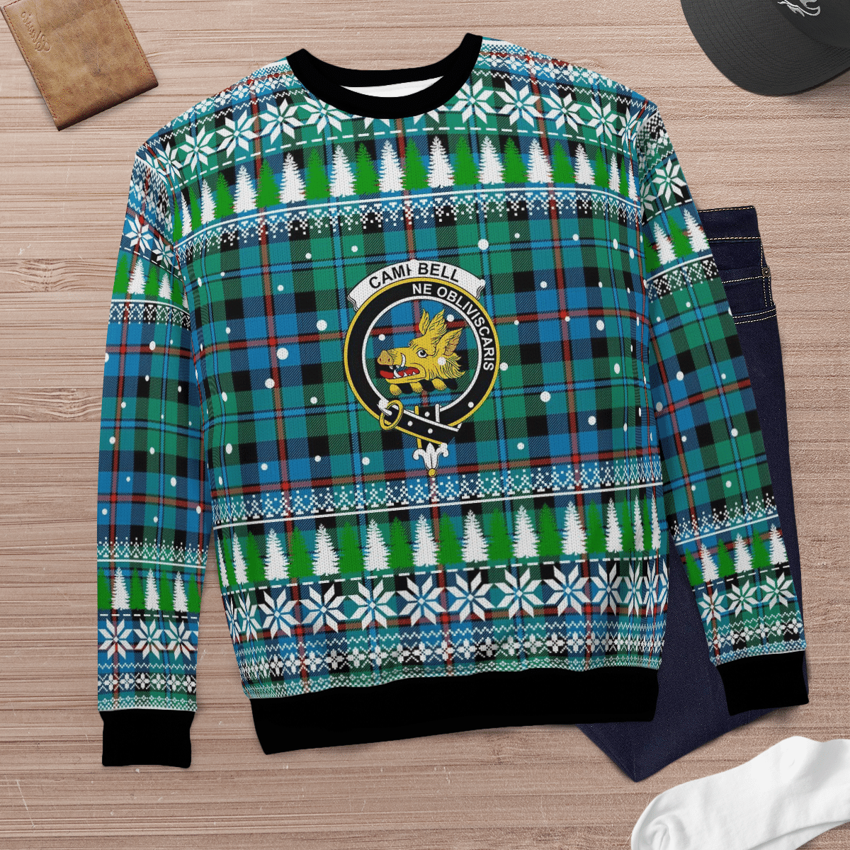 Clan Campbell of Cawdor Ancient Crest Tartan Christmas Ugly Sweater MS25 Campbell of Cawdor Ancient Crest Tartan Tartan Ugly Sweater   