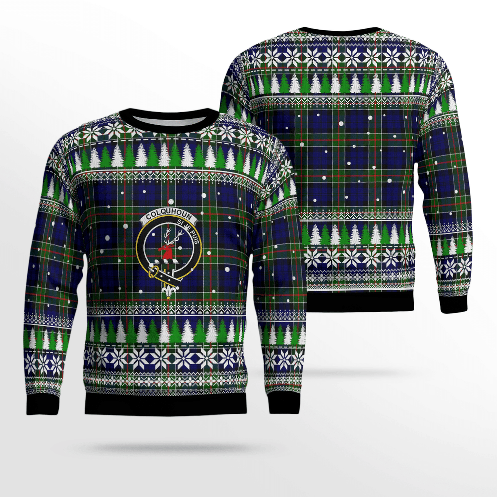 Clan Colquhoun Modern Crest Tartan Christmas Ugly Sweater QE44 Colquhoun Modern Crest Tartan Tartan Ugly Sweater   