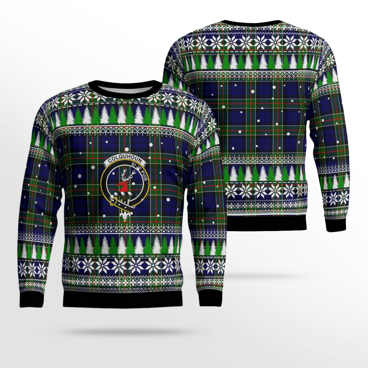 Clan Colquhoun Modern Crest Tartan Christmas Ugly Sweater QE44 Colquhoun Modern Crest Tartan Tartan Ugly Sweater   