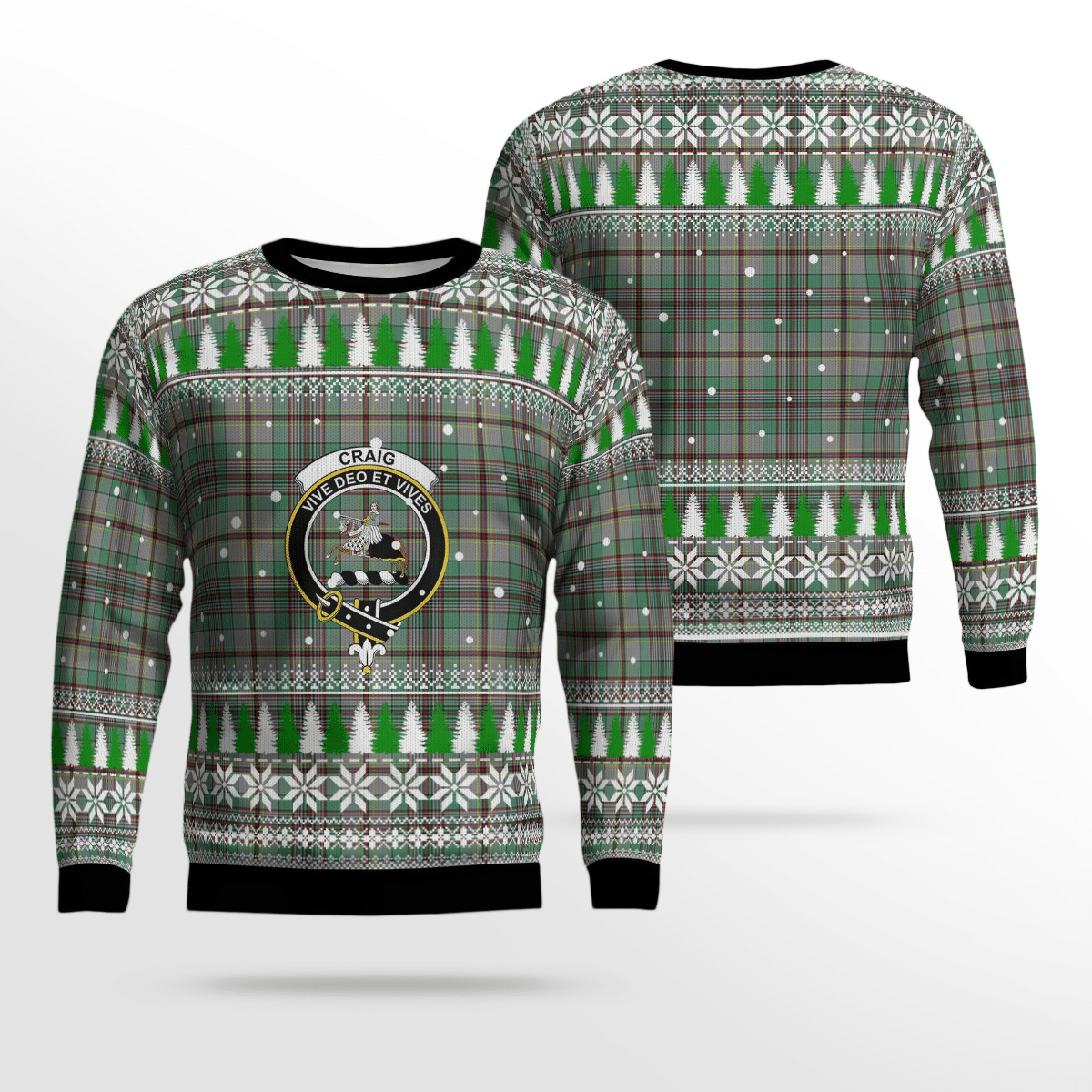 Clan Craig Crest Tartan Christmas Ugly Sweater LS68 Craig Crest Tartan Tartan Ugly Sweater   