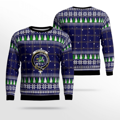 Clan Crichton Crest Tartan Christmas Ugly Sweater