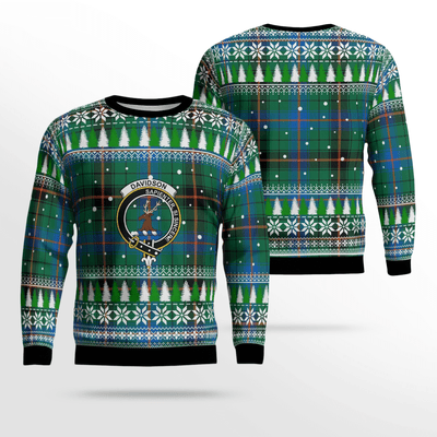 Clan Davidson Ancient Crest Tartan Christmas Ugly Sweater