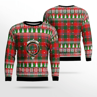Clan Dalziel Modern Crest Tartan Christmas Ugly Sweater
