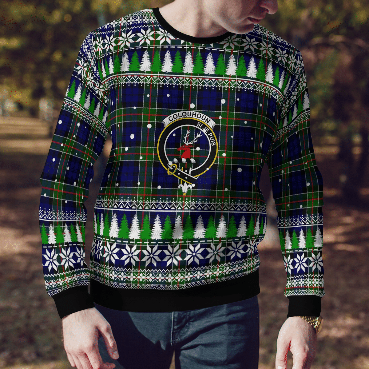Clan Colquhoun Modern Crest Tartan Christmas Ugly Sweater QE44 Colquhoun Modern Crest Tartan Tartan Ugly Sweater   