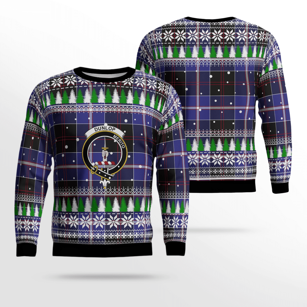Clan Dunlop Modern Crest Tartan Christmas Ugly Sweater JA41 Dunlop Modern Crest Tartan Tartan Ugly Sweater   