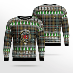 Clan Farquharson Weathered  Crest Tartan Christmas Ugly Sweater EV52 Farquharson Weathered Crest Tartan Tartan Ugly Sweater   