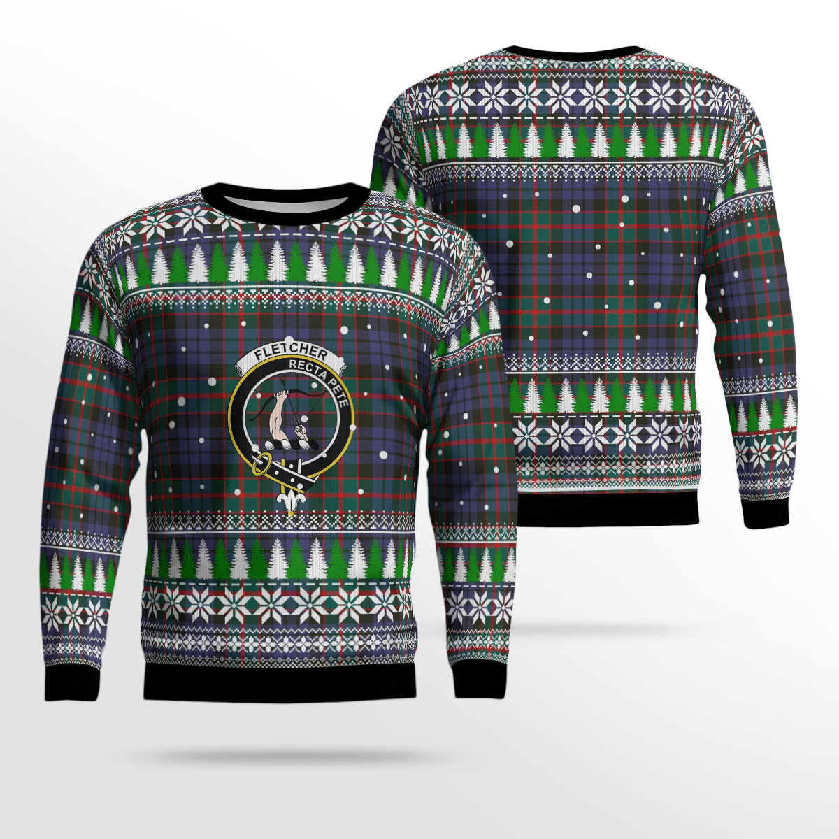 Clan Fletcher of Dunans Crest Tartan Christmas Ugly Sweater XP22 Fletcher of Dunans Crest Tartan Tartan Ugly Sweater   