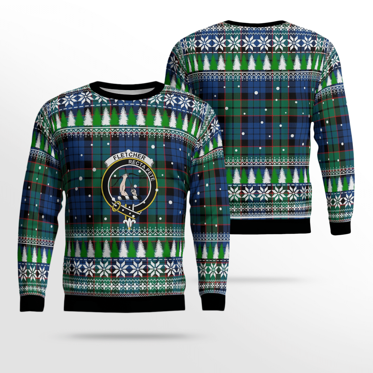 Clan Fletcher Ancient Crest Tartan Christmas Ugly Sweater NG42 Fletcher Ancient Crest Tartan Tartan Ugly Sweater   