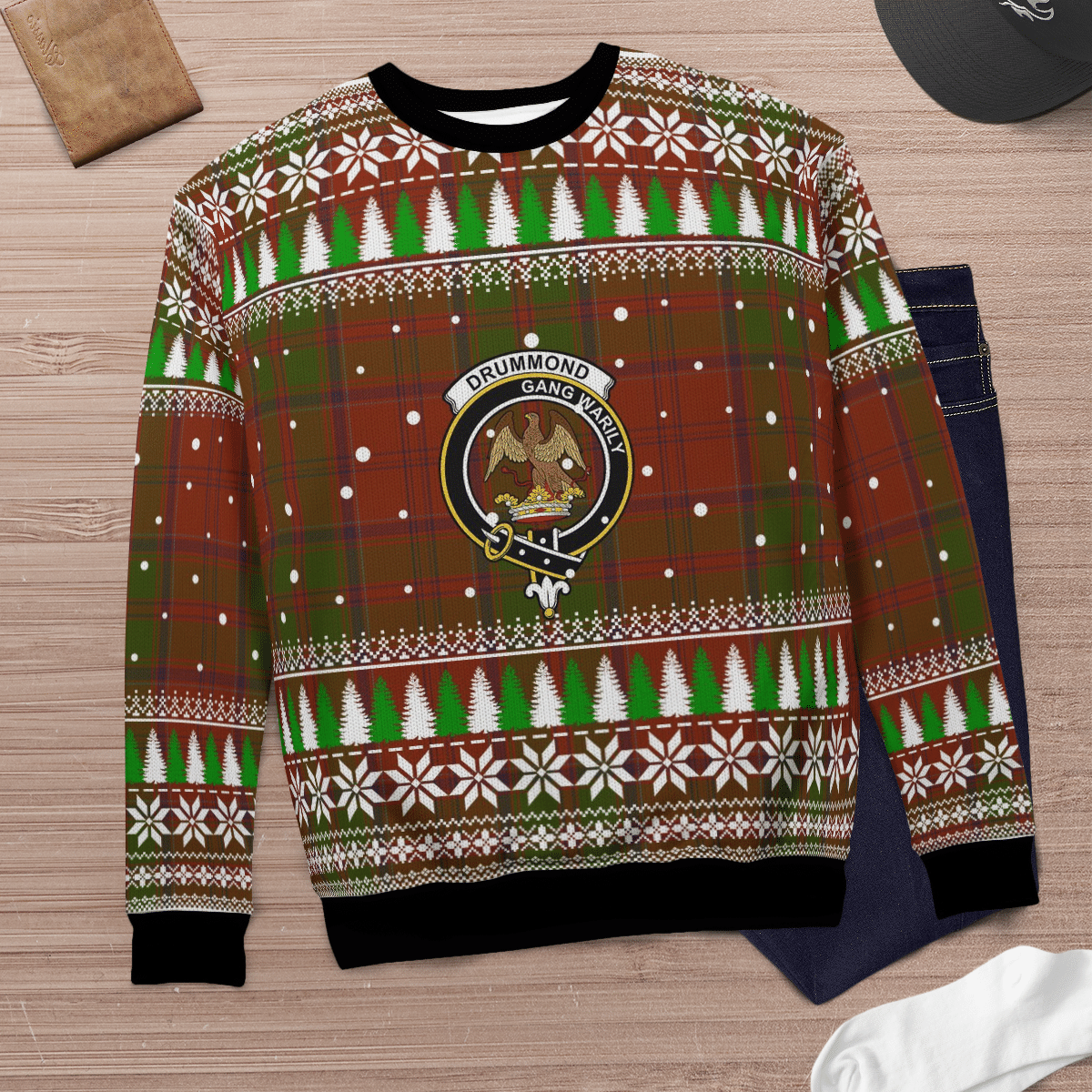 Clan Drummond Crest Tartan Christmas Ugly Sweater RK59 Drummond Crest Tartan Tartan Ugly Sweater   