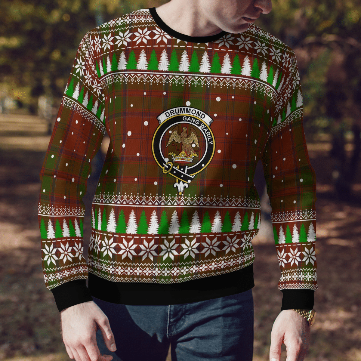 Clan Drummond Crest Tartan Christmas Ugly Sweater RK59 Drummond Crest Tartan Tartan Ugly Sweater   