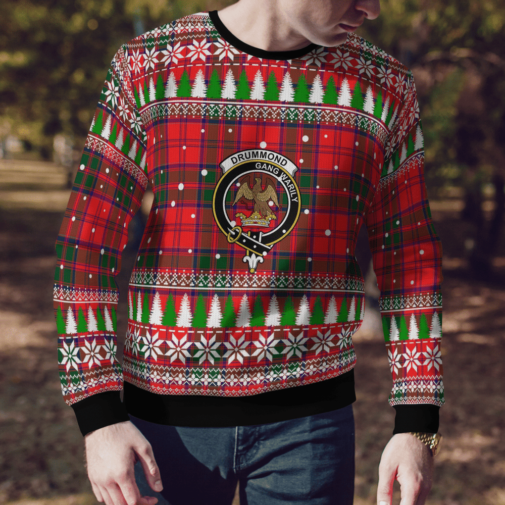 Clan Drummond Modern Crest Tartan Christmas Ugly Sweater UV43 Drummond Modern Crest Tartan Tartan Ugly Sweater   