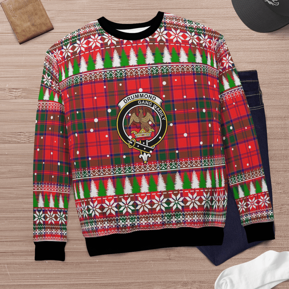 Clan Drummond Modern Crest Tartan Christmas Ugly Sweater UV43 Drummond Modern Crest Tartan Tartan Ugly Sweater   