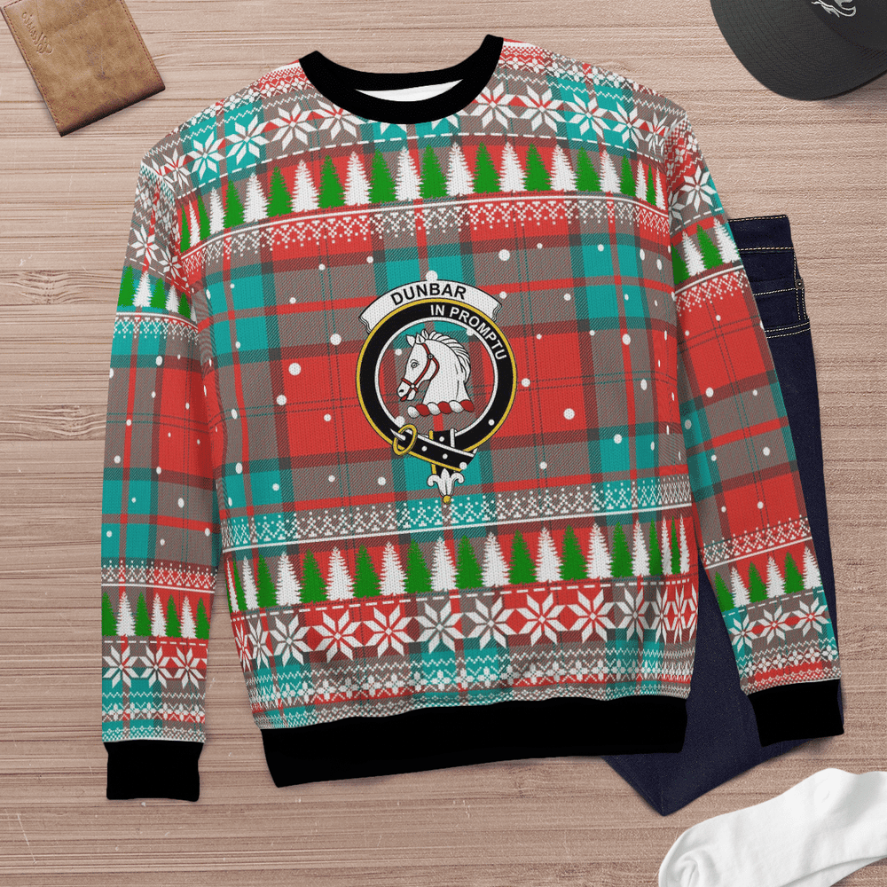 Clan Dunbar Ancient Crest Tartan Christmas Ugly Sweater RK35 Dunbar Ancient Crest Tartan Tartan Ugly Sweater   