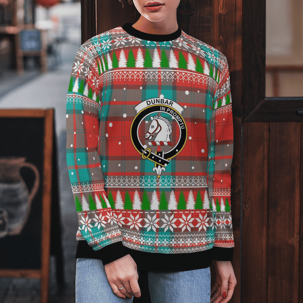 Clan Dunbar Ancient Crest Tartan Christmas Ugly Sweater RK35 Dunbar Ancient Crest Tartan Tartan Ugly Sweater   