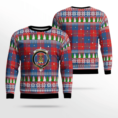 Clan Galloway Red Crest Tartan Christmas Ugly Sweater