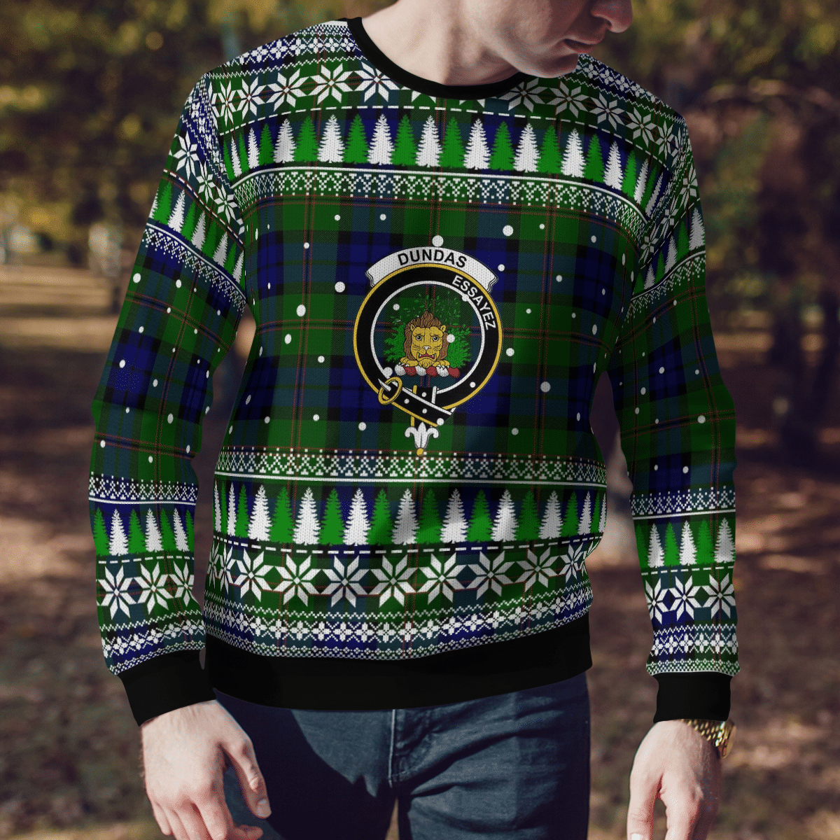 Clan Dundas Modern Crest Tartan Christmas Ugly Sweater PQ44 Dundas Modern Crest Tartan Tartan Ugly Sweater   