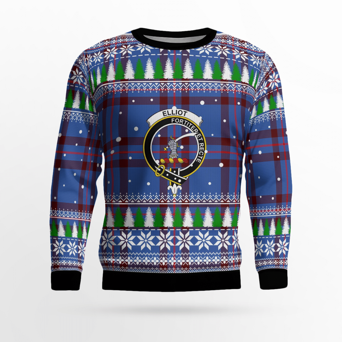 Clan Elliot Modern Crest Tartan Christmas Ugly Sweater WT25 Elliot Modern Crest Tartan Tartan Ugly Sweater   