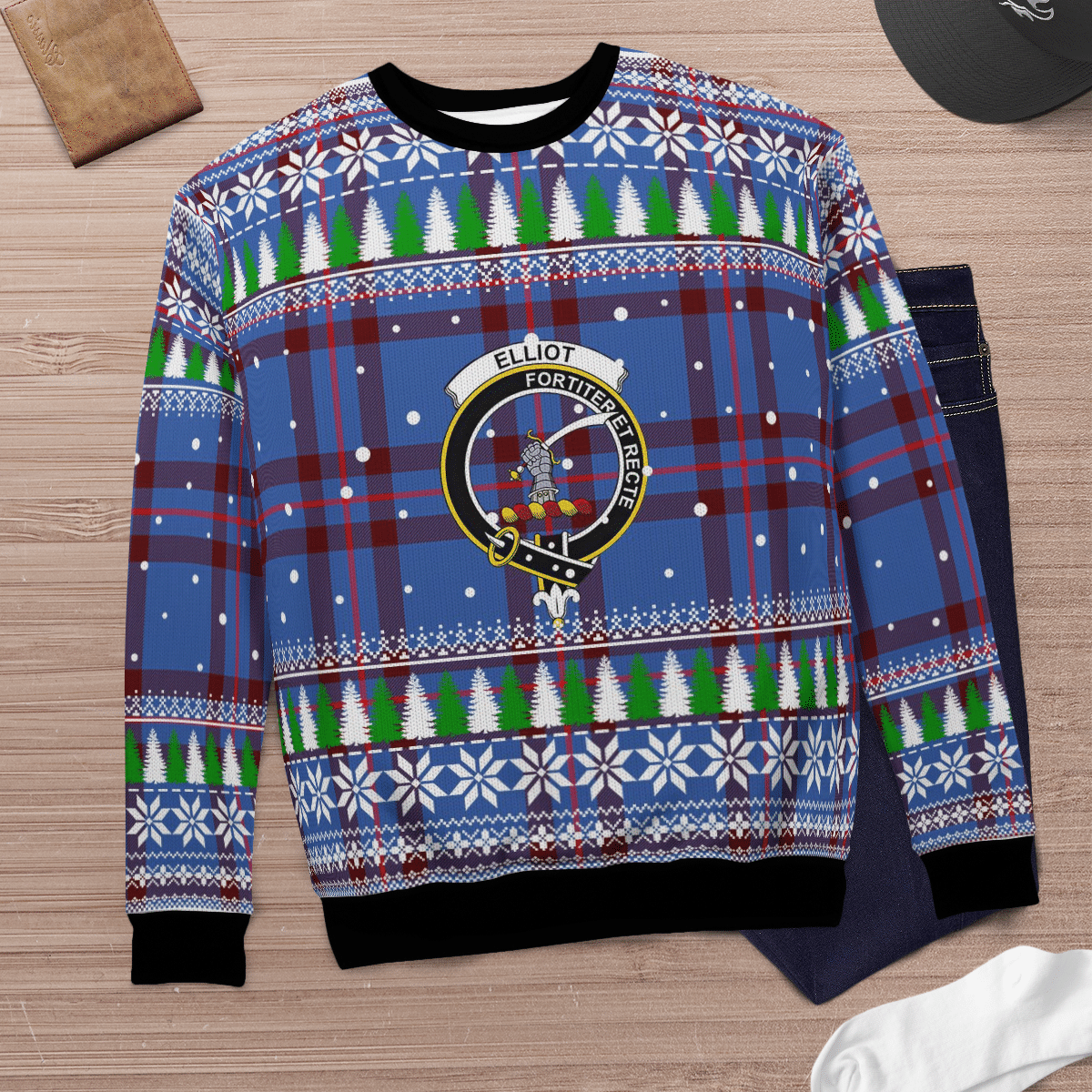 Clan Elliot Modern Crest Tartan Christmas Ugly Sweater WT25 Elliot Modern Crest Tartan Tartan Ugly Sweater   