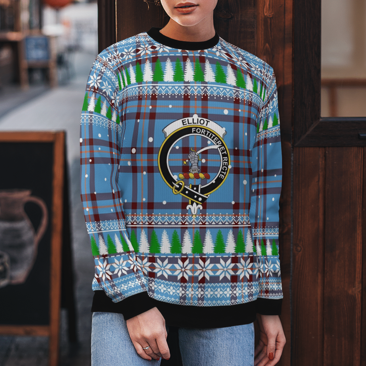 Clan Elliot Ancient Crest Tartan Christmas Ugly Sweater KO34 Elliot Ancient Crest Tartan Tartan Ugly Sweater   