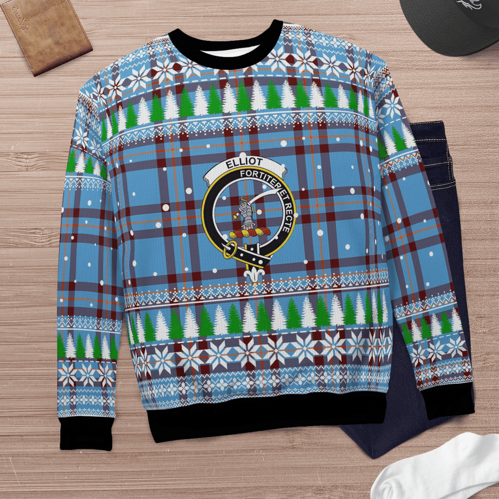 Clan Elliot Ancient Crest Tartan Christmas Ugly Sweater KO34 Elliot Ancient Crest Tartan Tartan Ugly Sweater   