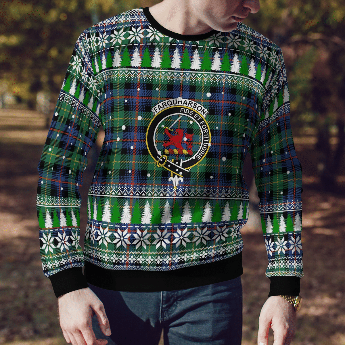 Clan Farquharson Ancient Crest Tartan Christmas Ugly Sweater ON82 Farquharson Ancient Crest Tartan Tartan Ugly Sweater   