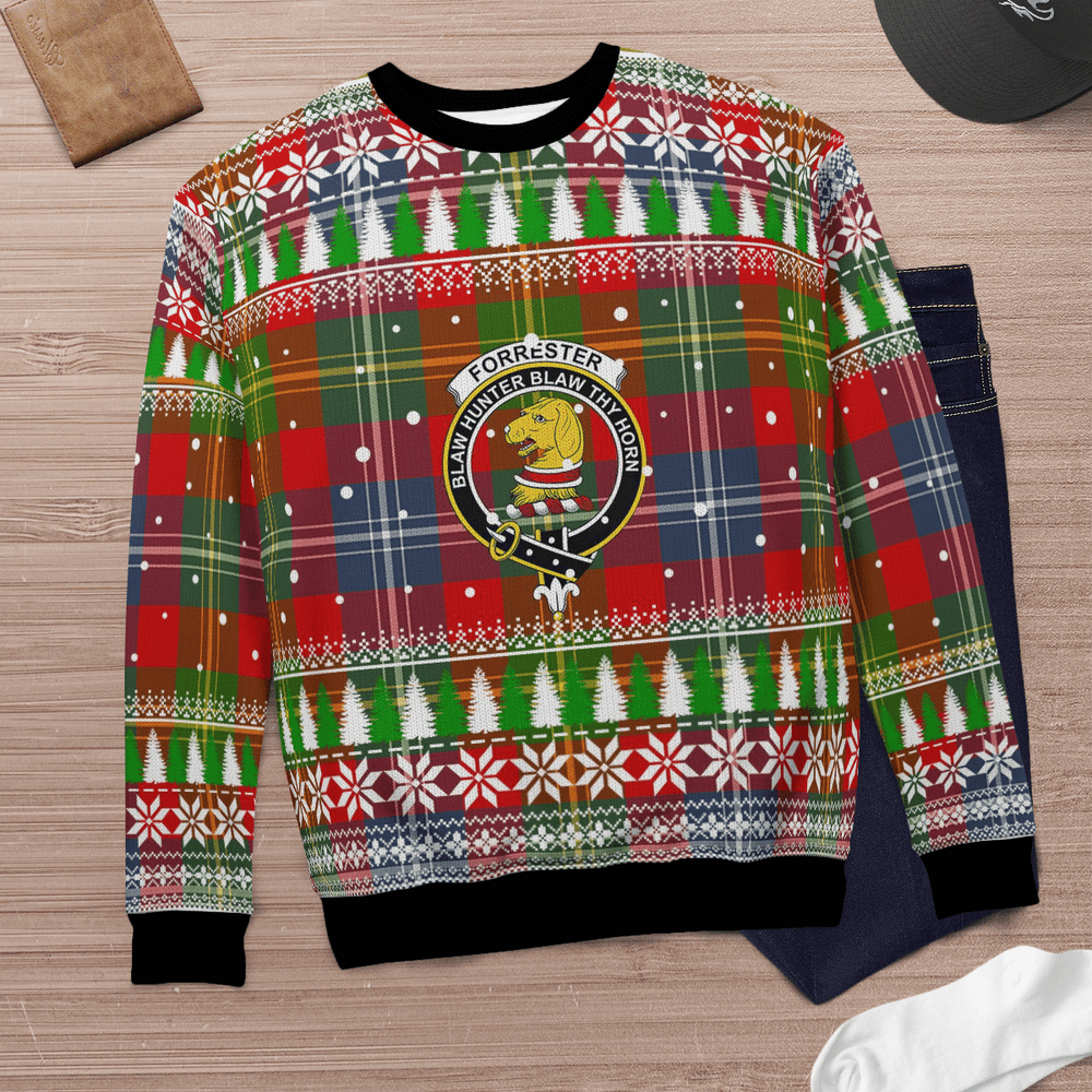 Clan Forrester Crest Tartan Christmas Ugly Sweater UI47 Forrester Crest Tartan Tartan Ugly Sweater   