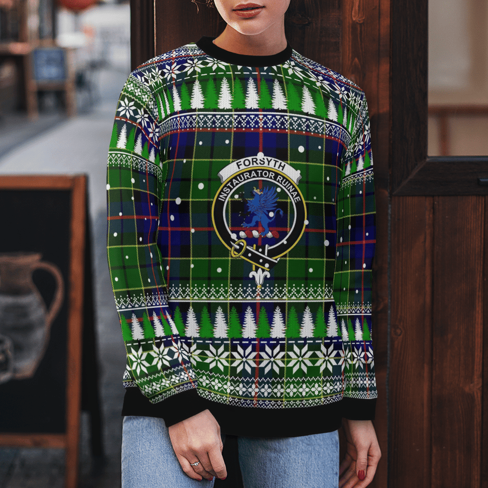 Clan Forsyth Modern Crest Tartan Christmas Ugly Sweater BH53 Forsyth Modern Crest Tartan Tartan Ugly Sweater   