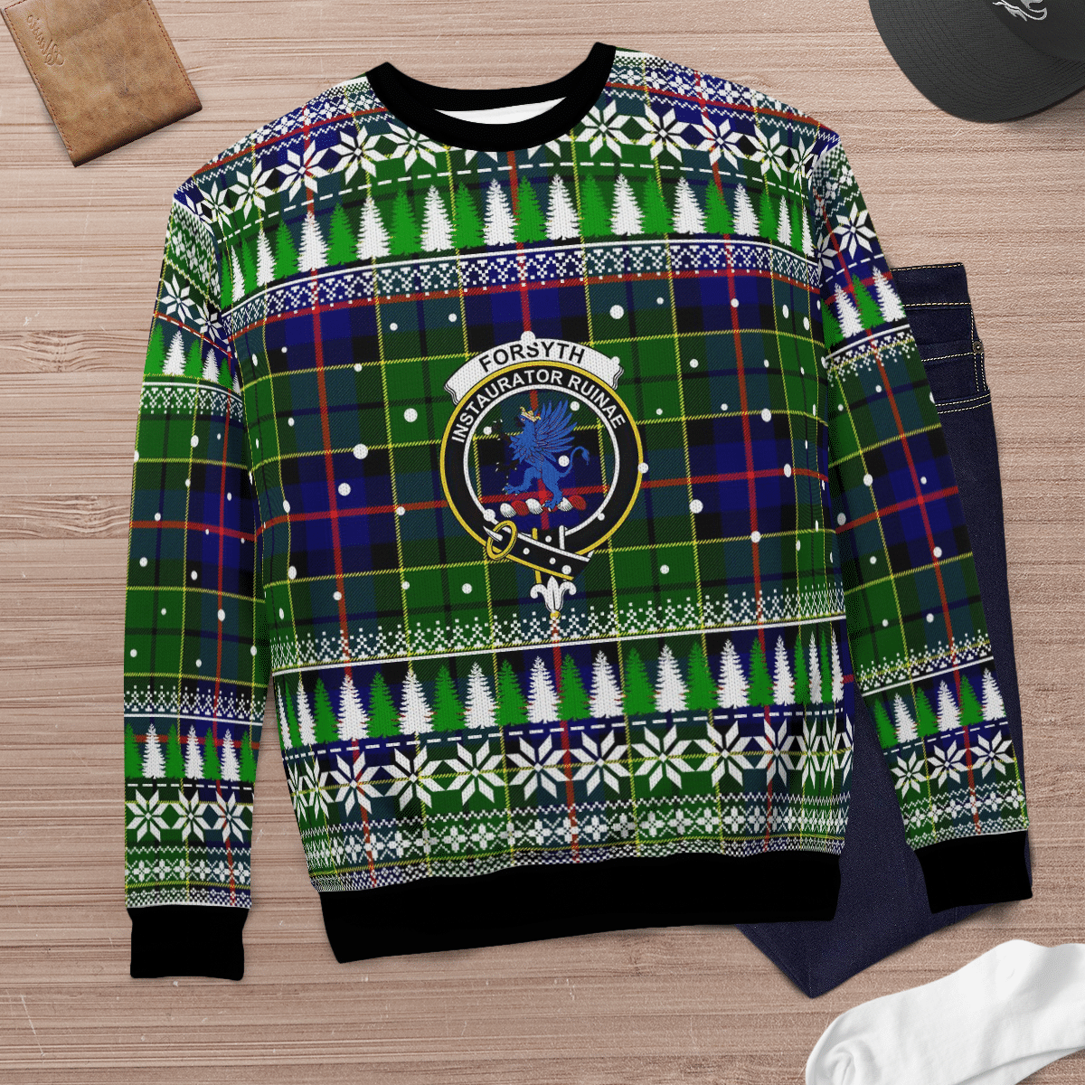 Clan Forsyth Modern Crest Tartan Christmas Ugly Sweater BH53 Forsyth Modern Crest Tartan Tartan Ugly Sweater   