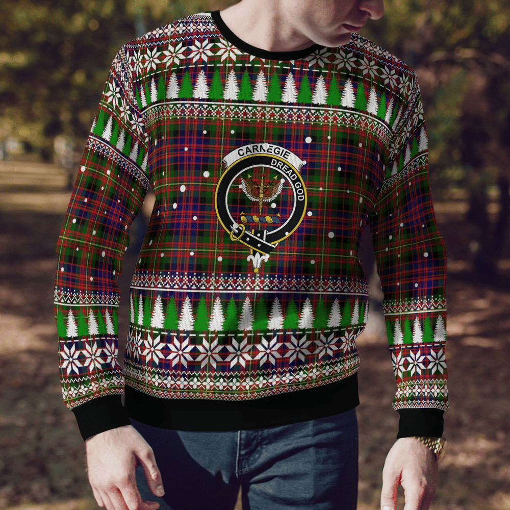 Clan Carnegie Modern Crest Tartan Christmas Ugly Sweater WU90 Carnegie Modern Crest Tartan Tartan Ugly Sweater   