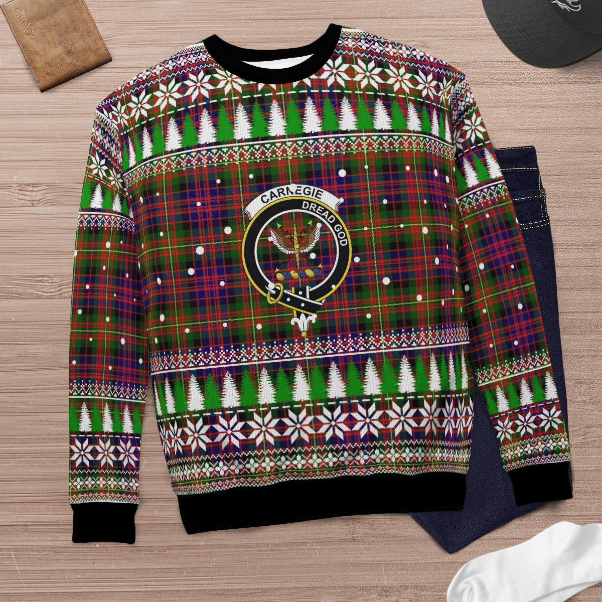 Clan Carnegie Modern Crest Tartan Christmas Ugly Sweater WU90 Carnegie Modern Crest Tartan Tartan Ugly Sweater   