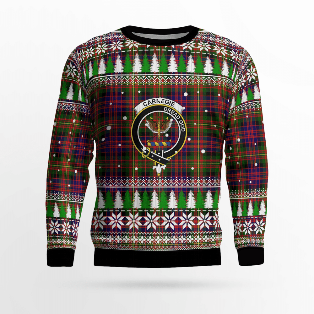 Clan Carnegie Modern Crest Tartan Christmas Ugly Sweater WU90 Carnegie Modern Crest Tartan Tartan Ugly Sweater   