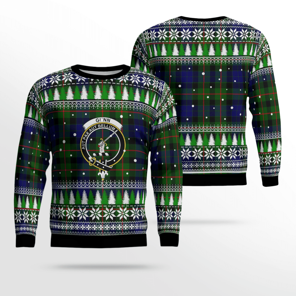 Clan Gunn Modern  Crest Tartan Christmas Ugly Sweater DM49 Gunn Modern Crest Tartan Tartan Ugly Sweater   