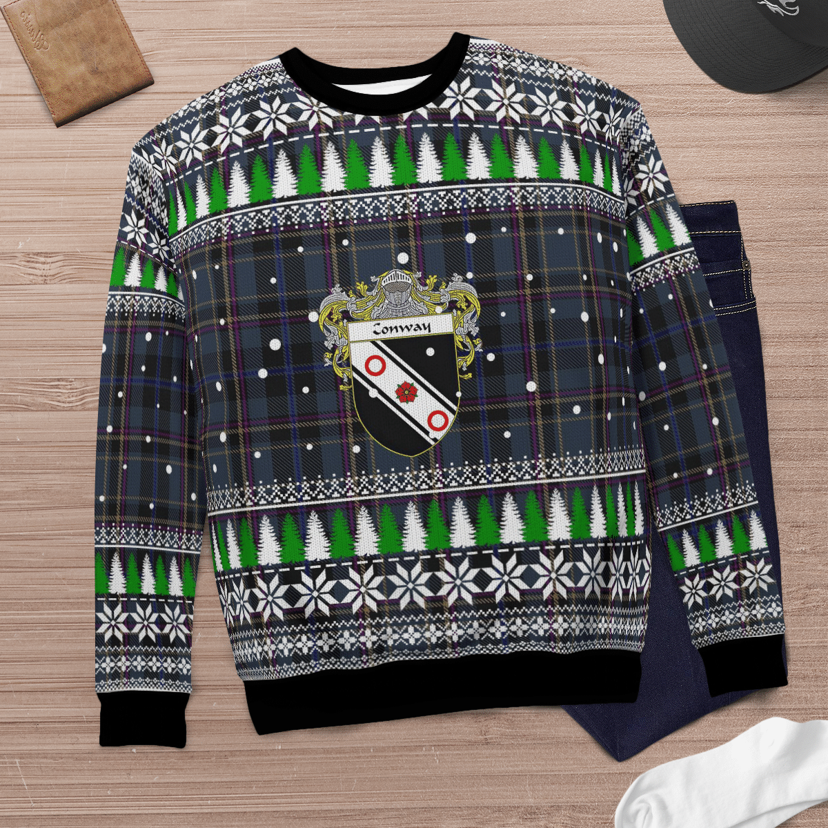 Clan Conway Crest Tartan Christmas Ugly Sweater ZX35 Conway Crest Tartan Tartan Ugly Sweater   
