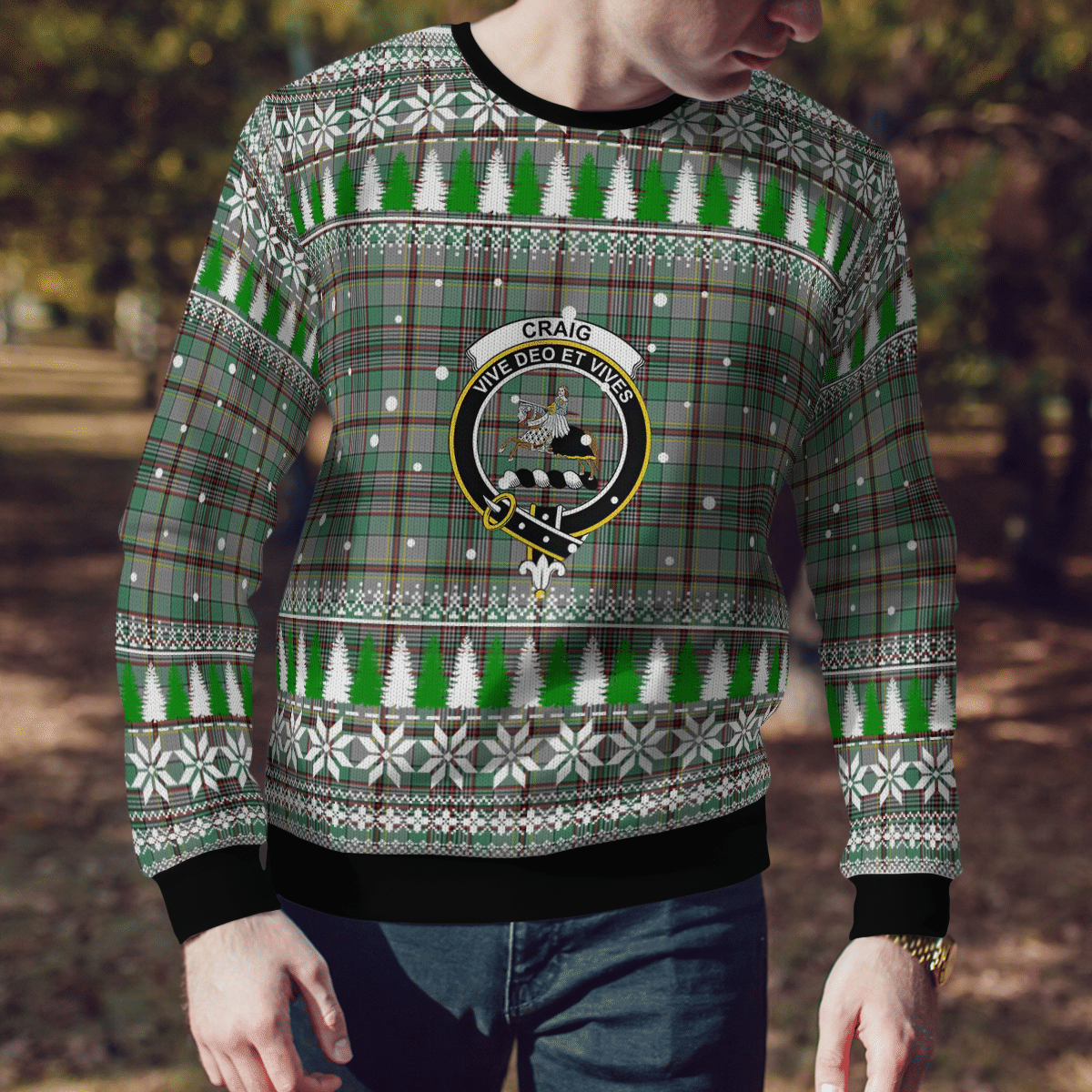 Clan Craig Crest Tartan Christmas Ugly Sweater LS68 Craig Crest Tartan Tartan Ugly Sweater   