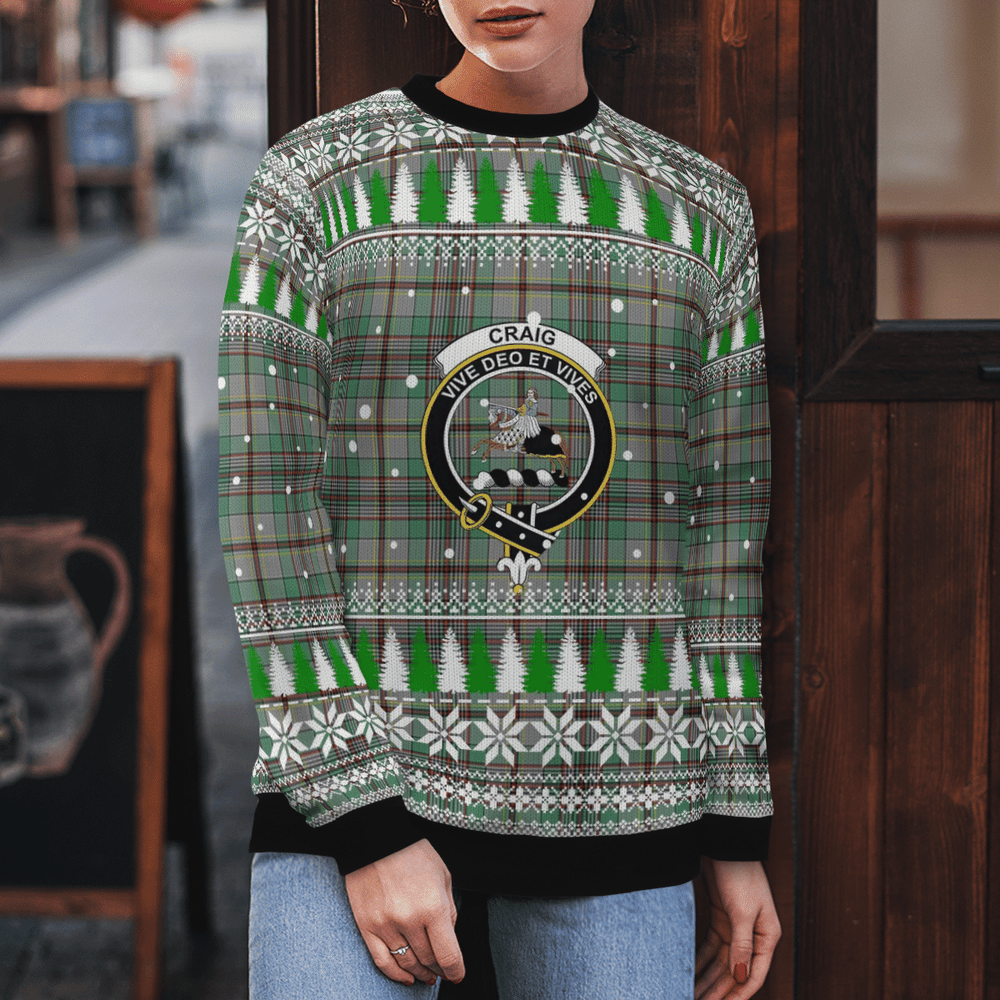 Clan Craig Crest Tartan Christmas Ugly Sweater LS68 Craig Crest Tartan Tartan Ugly Sweater   