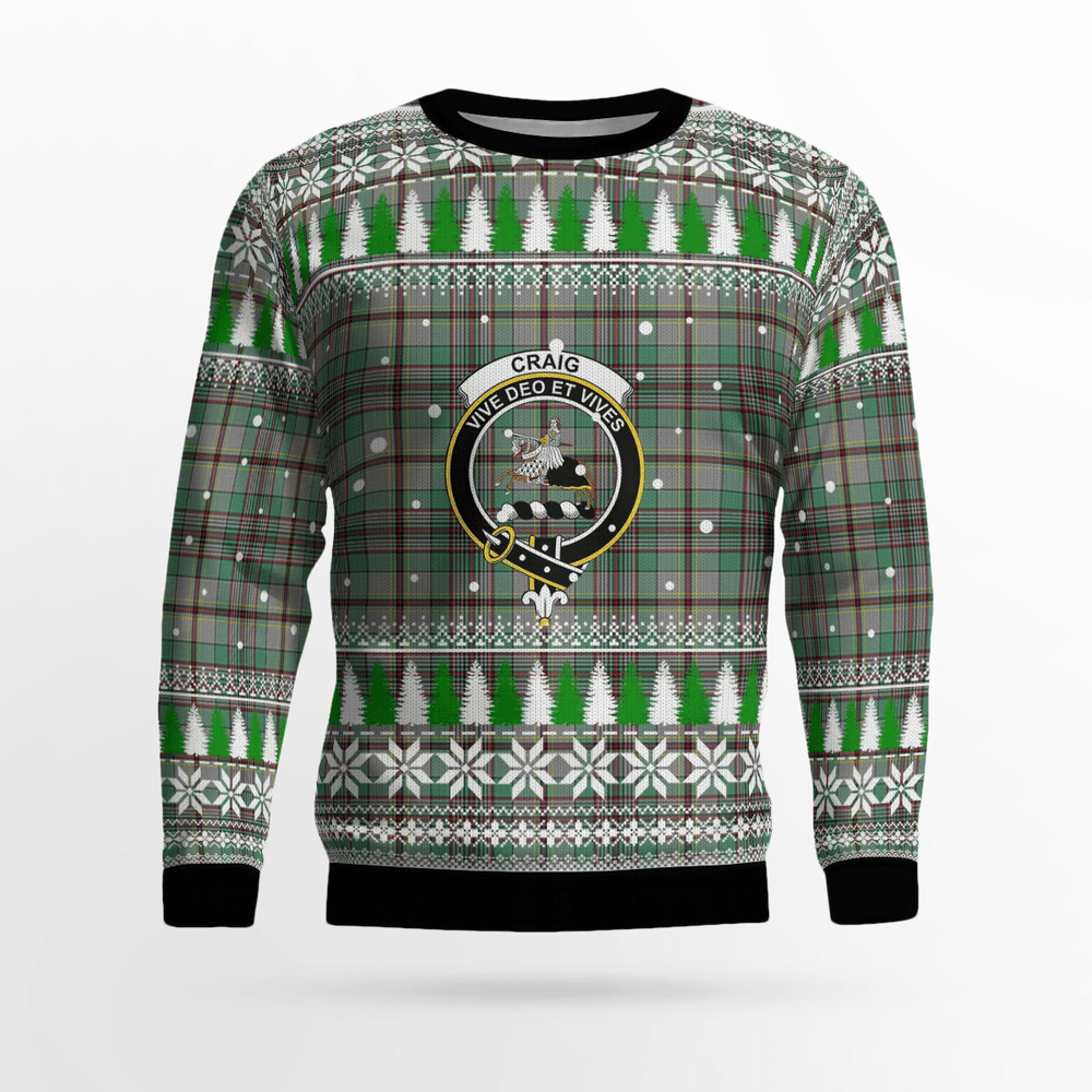 Clan Craig Crest Tartan Christmas Ugly Sweater LS68 Craig Crest Tartan Tartan Ugly Sweater   