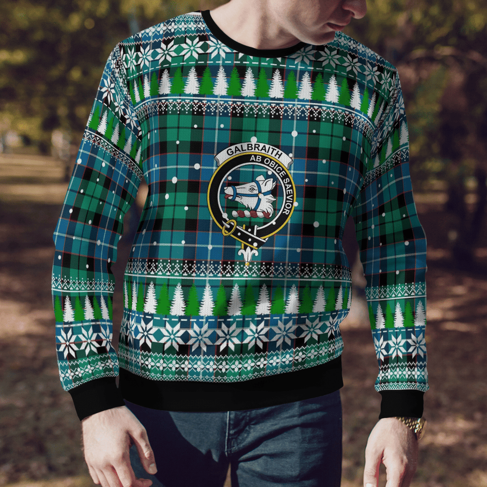Clan Galbraith Ancient Crest Tartan Christmas Ugly Sweater RO45 Galbraith Ancient Crest Tartan Tartan Ugly Sweater   