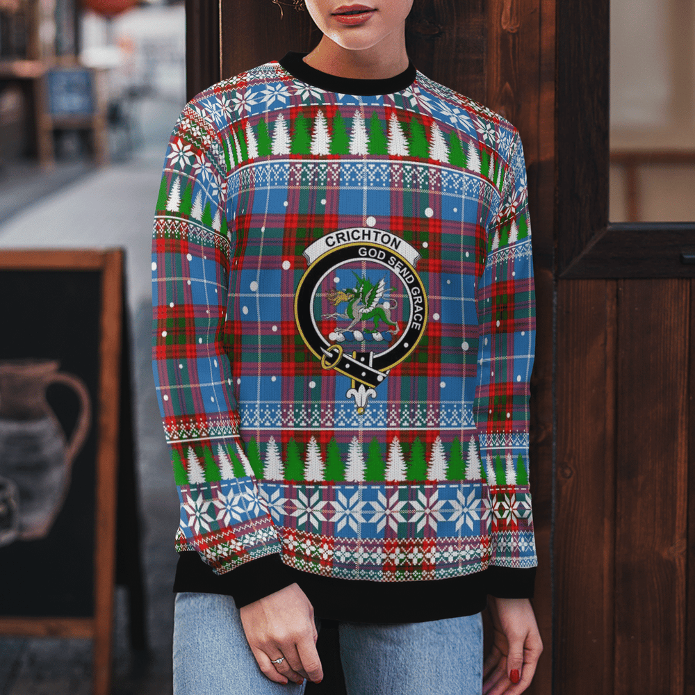 Clan Crichton District Crest Tartan Christmas Ugly Sweater LJ11 Crichton District Crest Tartan Tartan Ugly Sweater   