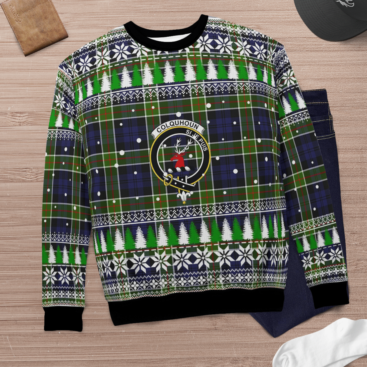 Clan Colquhoun Crest Tartan Christmas Ugly Sweater HK28 Colquhoun Crest Tartan Tartan Ugly Sweater   