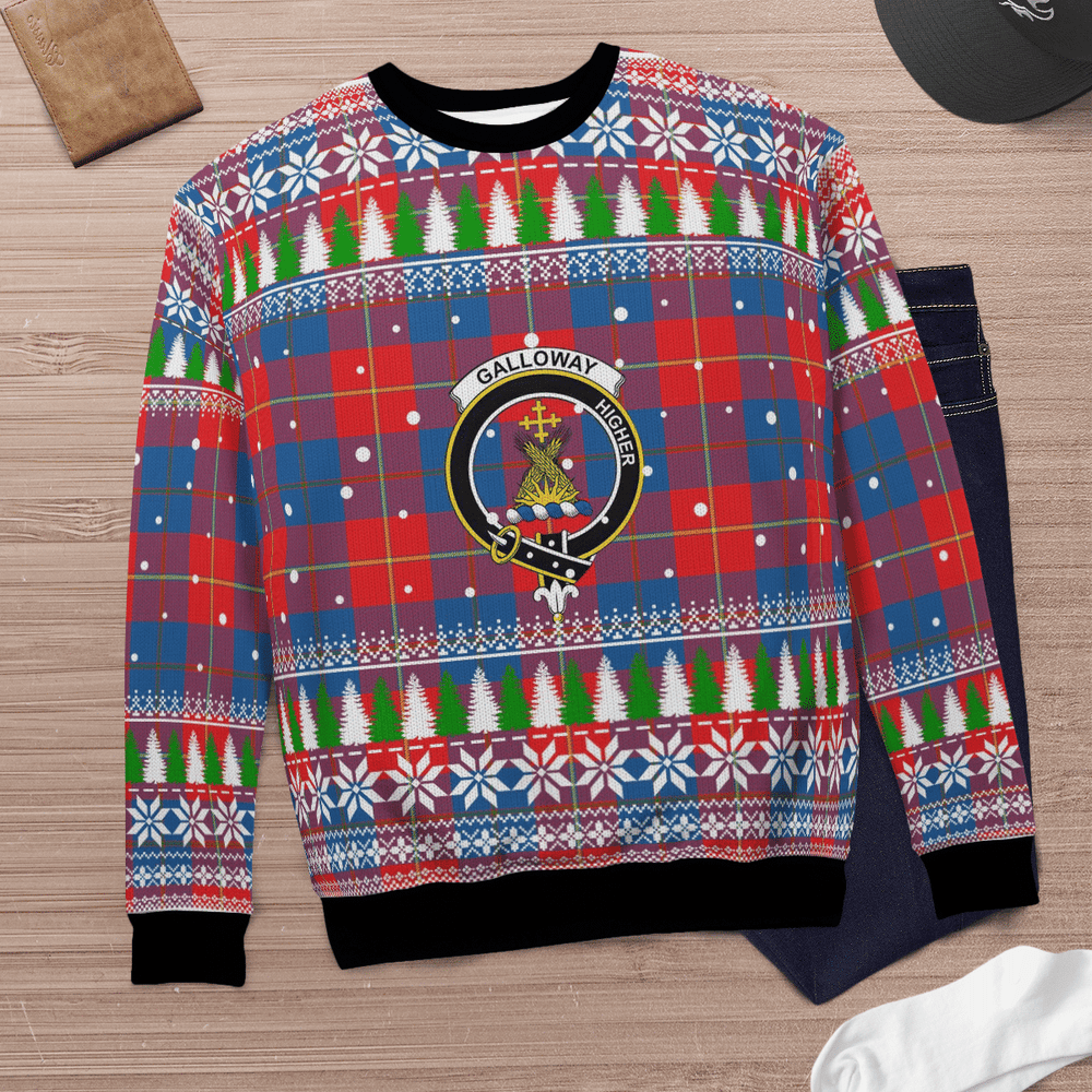 Clan Galloway Red Crest Tartan Christmas Ugly Sweater TP42 Galloway Red Crest Tartan Tartan Ugly Sweater   