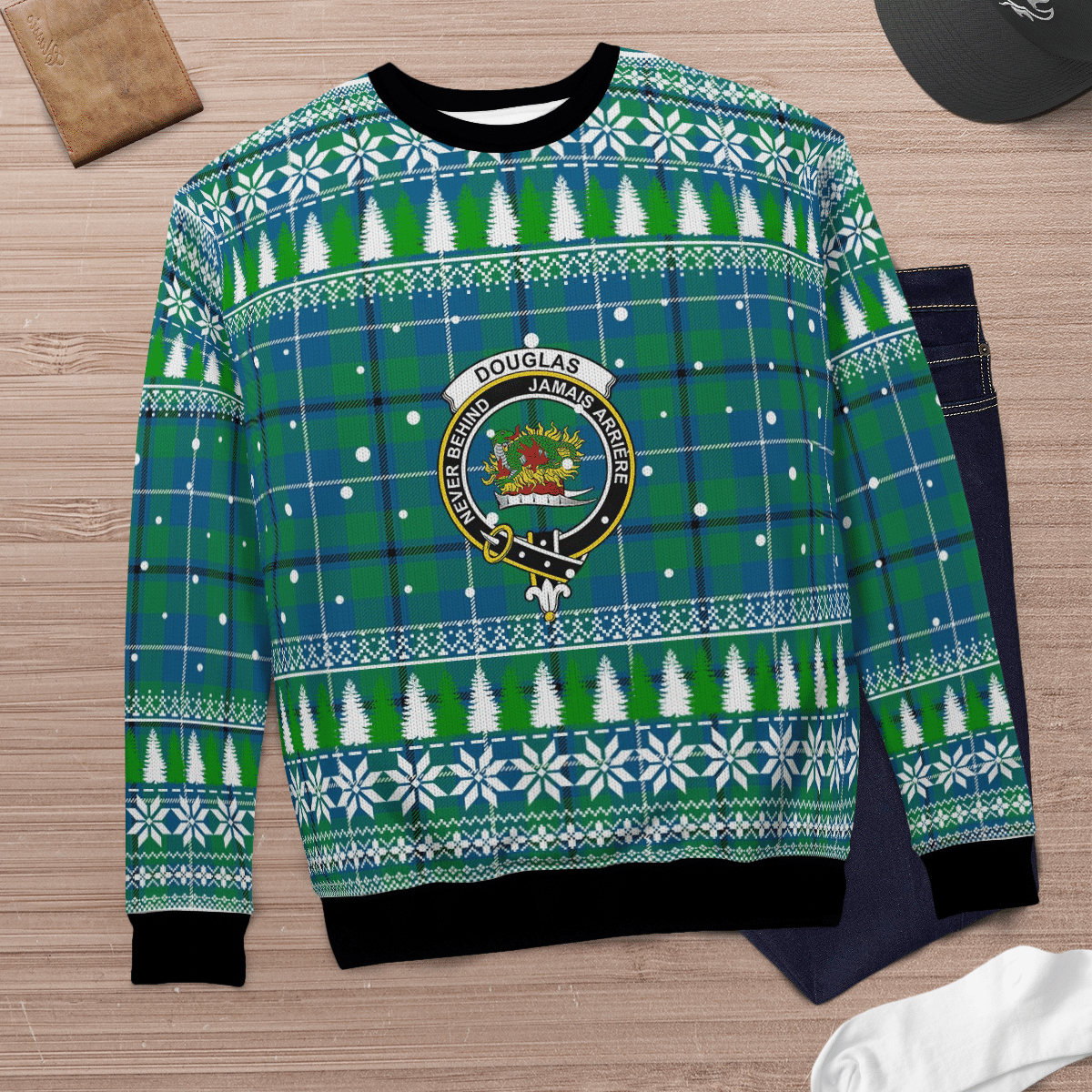 Clan Douglas Ancient Crest Tartan Christmas Ugly Sweater HS26 Douglas Ancient Crest Tartan Tartan Ugly Sweater   