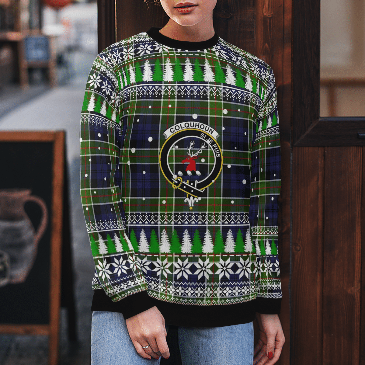 Clan Colquhoun Crest Tartan Christmas Ugly Sweater HK28 Colquhoun Crest Tartan Tartan Ugly Sweater   