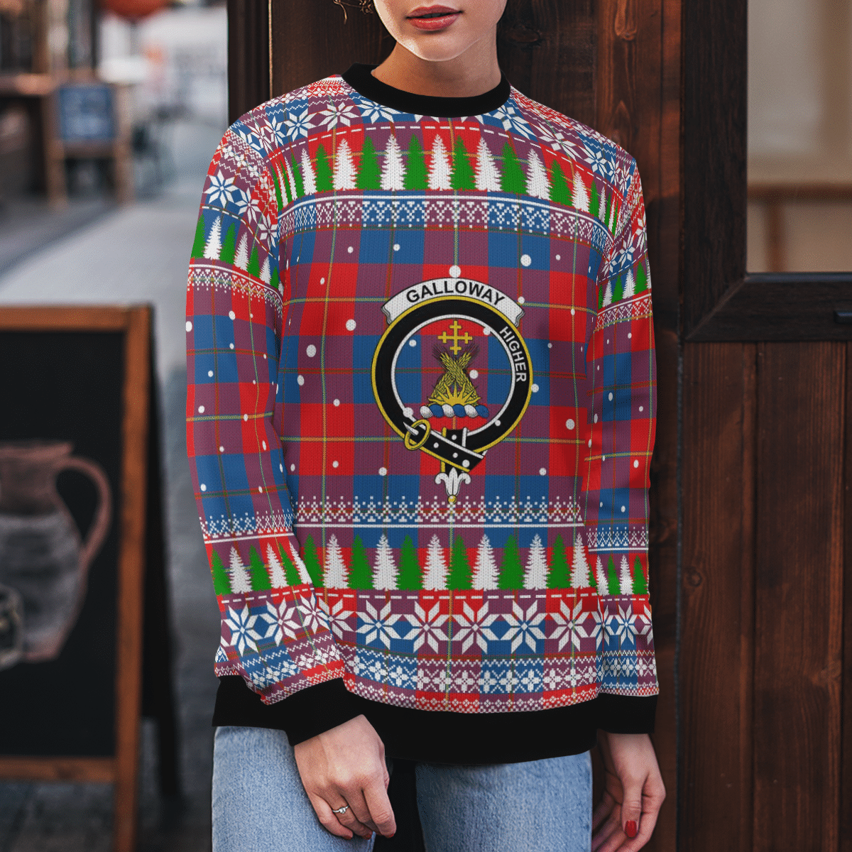 Clan Galloway Red Crest Tartan Christmas Ugly Sweater TP42 Galloway Red Crest Tartan Tartan Ugly Sweater   
