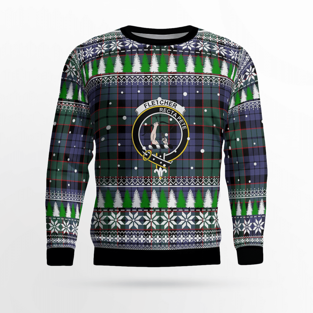 Clan Fletcher Modern Crest Tartan Christmas Ugly Sweater FD49 Fletcher Modern Crest Tartan Tartan Ugly Sweater   
